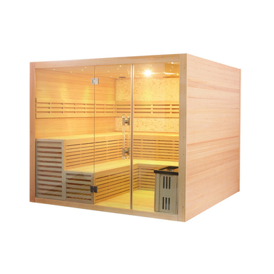 Sala de Sauna tradicional com fogão a vapor Premium Hemlock Sauna interior seca com vapor