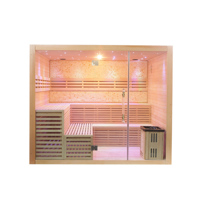 Sala de Sauna tradicional com fogão a vapor Premium Hemlock Sauna interior seca com vapor