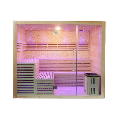 Sala de Sauna tradicional com fogão a vapor Premium Hemlock Sauna interior seca com vapor