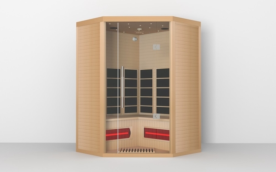Sauna de vapor de madeira de interior de canto infravermelho Sala de sauna hemlock material de cedro vermelho