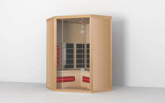 Sauna de vapor de madeira de interior de canto infravermelho Sala de sauna hemlock material de cedro vermelho