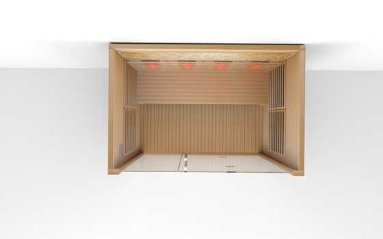 Madeira maciça Sauna infravermelha para 4 pessoas Sauna de madeira seca de infravermelho com porta