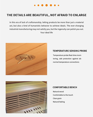 Caldeira de fibra de carbono Hemlock Sauna de infravermelho distante Sauna de 2 pessoas