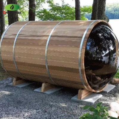 Sauna panorâmica de barril de vidro de madeira para uso doméstico Sauna de vapor Sala