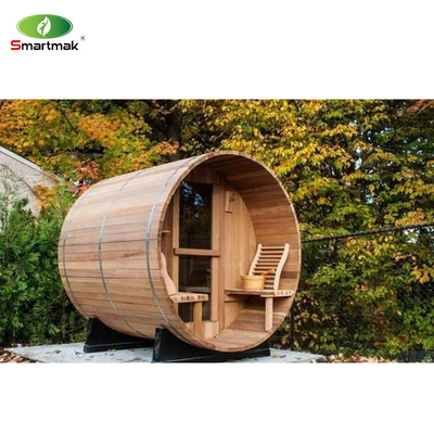 Sauna de madeira maciça de cedro vermelho Sauna de barril de vapor exterior seca e molhada Sala de sauna