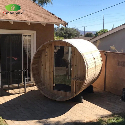 Sauna exterior para 5 pessoas Sauna canadense de cedro aquecedor de barril de madeira Sauna com varanda