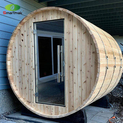 Sauna exterior para 5 pessoas Sauna canadense de cedro aquecedor de barril de madeira Sauna com varanda