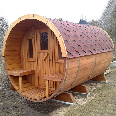 Sauna exterior de cedro barril fogão a lenha Sauna a vapor seca para 6 pessoas