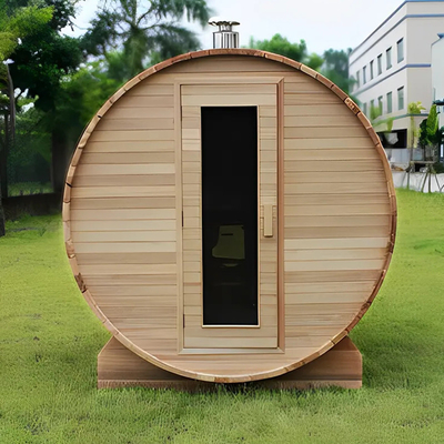 Sauna de barril de madeira de cedro vermelho Sauna húmida de vapor Sala de sauna tradicional de madeira