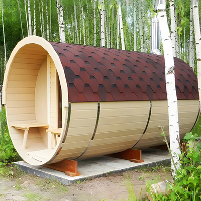 Sauna de barril de madeira de cedro vermelho Sauna húmida de vapor Sala de sauna tradicional de madeira