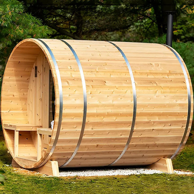 Sauna de barril de madeira de cedro vermelho Sauna húmida de vapor Sala de sauna tradicional de madeira