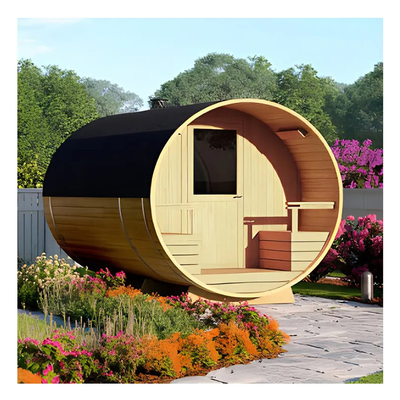 Sauna de barril de madeira de cedro vermelho Sauna húmida de vapor Sala de sauna tradicional de madeira
