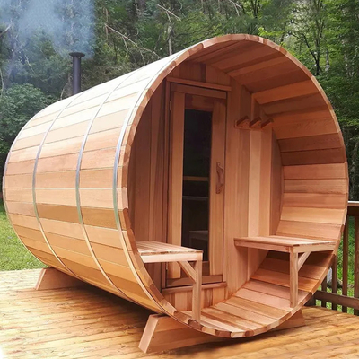 Sauna de barril de vapor de cedro vermelho canadense com aquecedor de fogão