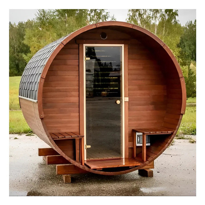 Sauna de barril de vapor de cedro vermelho canadense com aquecedor de fogão