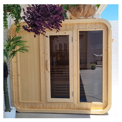 Sauna Seca ao ar livre 6-8 Pessoas Sauna de Cubo de Vapor de Madeira de Cedro Vermelho Canadense