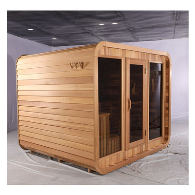 Sistema de música Blue Tooth Sauna de cedro Porta de vidro exterior Sauna seca com madeira de hemlock