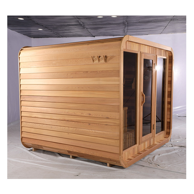 Sistema de música Blue Tooth Sauna de cedro Porta de vidro exterior Sauna seca com madeira de hemlock