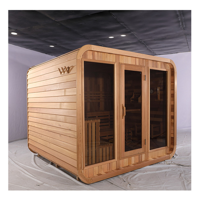 Sistema de música Blue Tooth Sauna de cedro Porta de vidro exterior Sauna seca com madeira de hemlock
