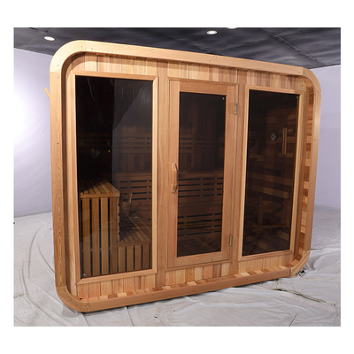 Sistema de música Blue Tooth Sauna de cedro Porta de vidro exterior Sauna seca com madeira de hemlock