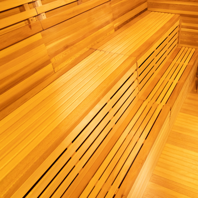 Sala de Sauna a Vapor Hemlock com gerador de ozônio de luz LED e painel de controle de tela sensível ao toque