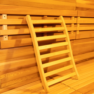 Sala de sauna de vapor com luz LED moderna com aquecedor de fogão de 6 kW e gerador de ozônio para controle de temperatura ideal