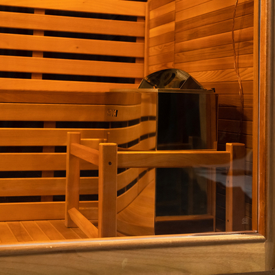 Painel de controle de tela sensível ao toque 6KW aquecedor de fogão Hemlock / Red Cedar Sauna de vapor Sala com luz LED