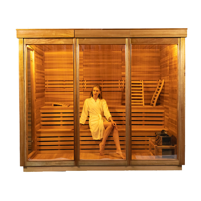 Sala de Sauna de Vapor Hemlock / Red Cedar com Gerador de Ozônio Luz LED Estilo de Design Moderno