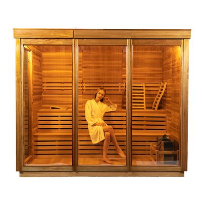 Sala de Sauna de Vapor Hemlock / Red Cedar com Gerador de Ozônio Luz LED Estilo de Design Moderno