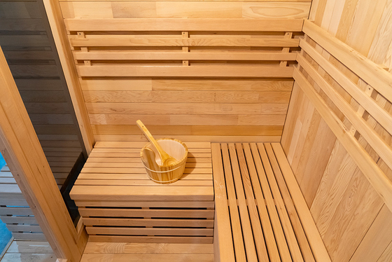 Sala de Sauna de Vapor de Cedro Vermelho Com Luz LED E Gerador de Ozônio Design Moderno 15 ~ 90 ° C Faixa de temperatura
