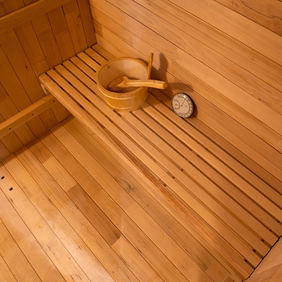 Sauna seca exterior de cedro para 5-6 pessoas com porta de vidro completa / sistema de música Bluetooth