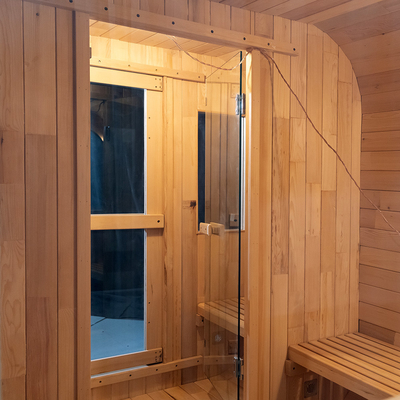 Sauna seca exterior de cedro para 5-6 pessoas com porta de vidro completa / sistema de música Bluetooth
