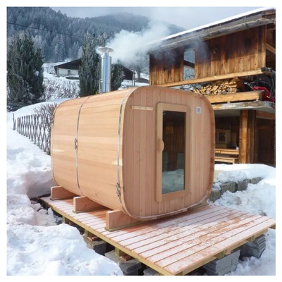 Sauna seca ao ar livre de luxo para 5 a 6 pessoas Ventilação ajustável Faixa de temperatura de 15 a 90 ° C