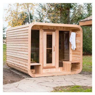 Sauna seca ao ar livre com porta de vidro - Faixa de temperatura de 15-90 ° C