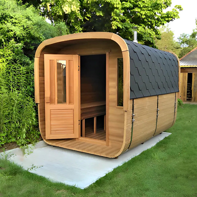 Sauna seca ao ar livre com porta de vidro - Faixa de temperatura de 15-90 ° C