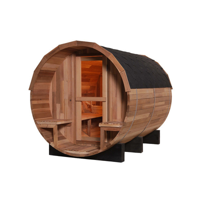 O tambor vermelho da sala de Cedar Wood Fired Barrel Sauna deu forma à pessoa 2 - 4
