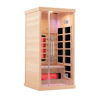 Madeira maciça infravermelha distante individual da sauna da pessoa completa do espectro 1