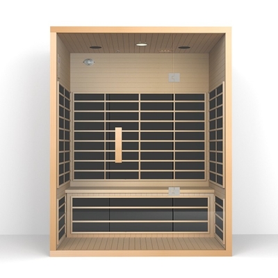 A pessoa Cedar Far Infrared Sauna With vermelho da família 3 8mm moderou a porta de vidro